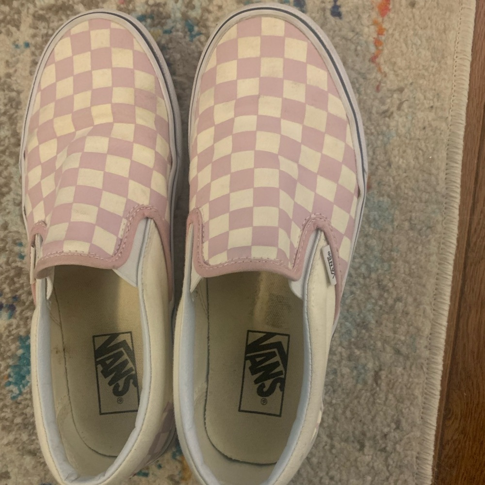 Pink Slip On Checkered Vans
